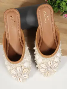 CHINRAAG Women Ethnic Embellished Mules Flats