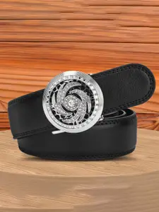 WINSOME DEAL Men Textured Slider Buckle Closure Casual Belt