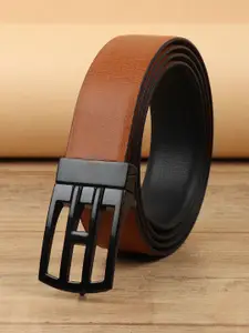 WINSOME DEAL Men Push Pin Closure Textured Formal Belt