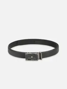 Louis Philippe Men Textured Slider Buckle Closure Leather Formal Belt