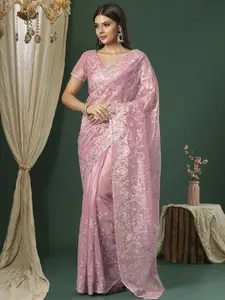 Saree mall Embroidered Embellished Organza Saree
