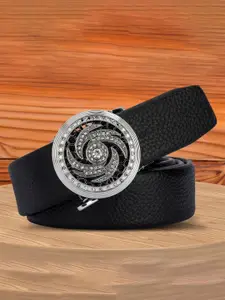 WINSOME DEAL Men Textured Slider Buckle Closure Casual Belt