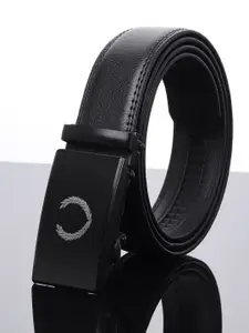 WINSOME DEAL Men Textured Slider Buckle Closure Formal Belt