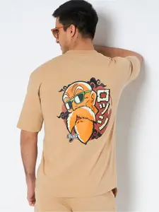 WILD WEST Men Graphic Printed Round Neck Cotton Oversized T-Shirt