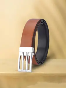 WINSOME DEAL Men Push Pin Closure Textured Formal Belt