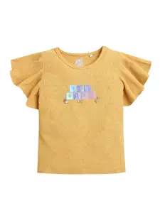 Tiny Girl Girls Typography Printed Round Neck Cotton Top