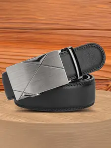 WINSOME DEAL Men Textured Slider Buckle Closure Formal Belt