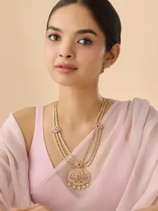 Kushal's Fashion Jewellery Copper Cubic Zirconia Gold-Plated Necklace