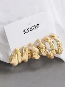 Jewels Galaxy Set of 3 Gold Plated Half Hoop Earrings