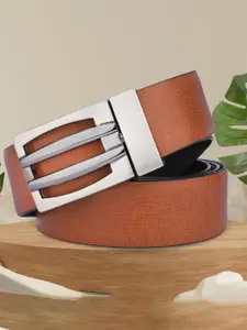 WINSOME DEAL Men Push Pin Closure Textured Formal Belt