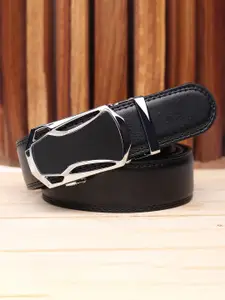 WINSOME DEAL Men Textured Slider Buckle Closure Formal Belt