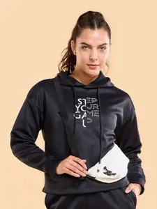 Enamor Relaxed Fit Crop Hooded Fleece Sweatshirt A905