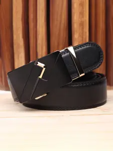 WINSOME DEAL Men Textured Slider Buckle Closure Formal Belt