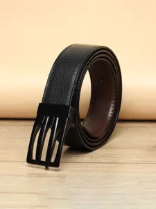 WINSOME DEAL Men Push Pin Closure Textured Formal Belt