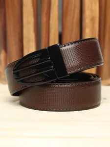WINSOME DEAL Men Push Pin Closure Textured Formal Belt
