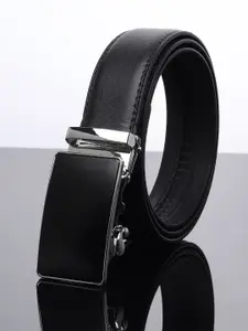 WINSOME DEAL Men Textured Slider Buckle Closure Formal Belt