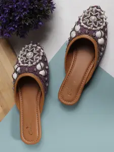 CHINRAAG Women Ethnic Embellished Mules Flats