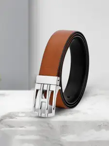 WINSOME DEAL Men Push Pin Closure Textured Formal Belt