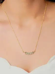 SWASHAA Nihaya 18KT Gold-Plated Stainless Steel Cubic Zirconia Necklace