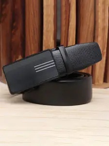 WINSOME DEAL Men Slider Buckle Closure Textured Formal Belt