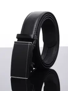 WINSOME DEAL Men Textured Slider Buckle Closure Formal Belt