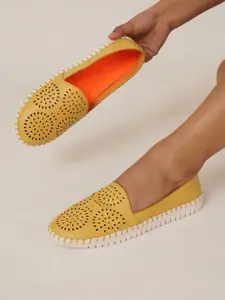 Sherrif Shoes Women Ballerinas with Laser Cuts Flats