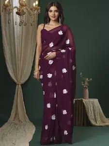 Saree mall Mirror Work Poly Georgette Sarees