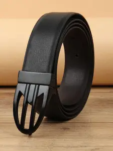 WINSOME DEAL Men Push Pin Closure Textured Formal Belt