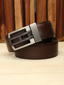 WINSOME DEAL Men Push Pin Closure Textured Formal Belt