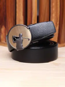 WINSOME DEAL Men Slider Buckle Closure Textured Casual Belt