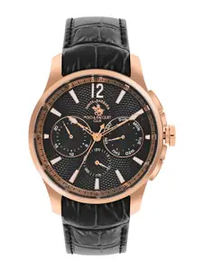 SANTA BARBARA POLO & RACQUET CLUB Men Dial & Leather Textured Straps Analogue Watch SB.1.10538-5