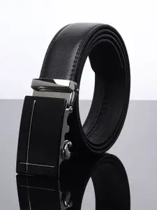 WINSOME DEAL Men Textured Slider Buckle Closure Formal Belt