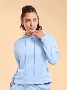 Enamor Relaxed Fit Crop Hooded Fleece Sweatshirt A905