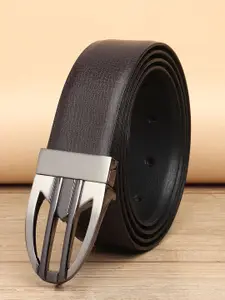 WINSOME DEAL Men Push Pin Closure Textured Formal Belt