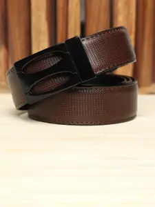 WINSOME DEAL  Men Push Pin Closure Textured Formal Belt