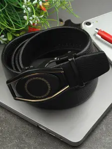 WINSOME DEAL Men Textured Slider Buckle Closure Casual Belt