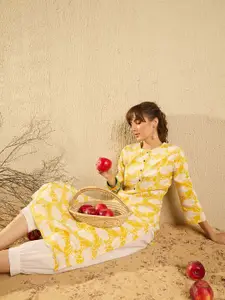 Indo Era Women Yoke Design Flared Sleeves Kurta