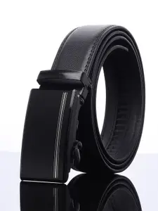 WINSOME DEAL Men Textured Slider Buckle Closure Formal Belt