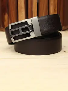 WINSOME DEAL  Men Push Pin Closure Textured Formal Belt