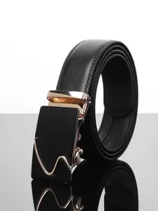 WINSOME DEAL Men Slider Buckle Closure Textured Formal Belt