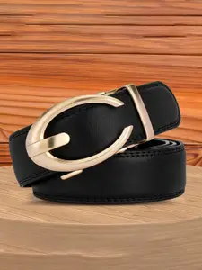 WINSOME DEAL Men Textured Slider Buckle Closure Formal Belt