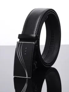 WINSOME DEAL Men Textured Slider Buckle Closure Formal Belt
