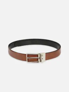 Louis Philippe Men Textured Tang Closure Reversible Leather Belt