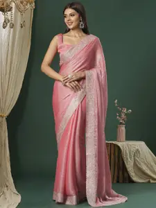 Saree mall Embellished Beads and Stones Organza Sarees