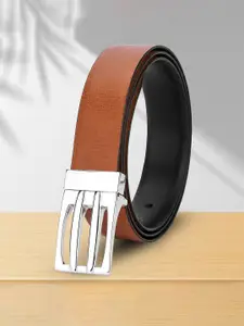 WINSOME DEAL Men Push Pin Closure Textured Formal Belt