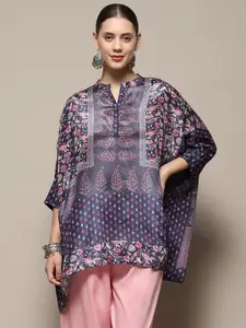 Biba Printed Shirt Collar Kaftan Kurti