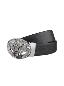 WINSOME DEAL Men Textured Slider Buckle Closure Casual Belt