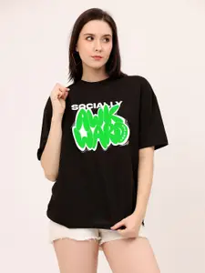 Leotude Women Typography Oversized T-shirt