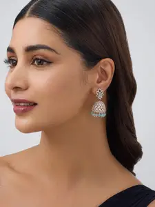 Kushal's Fashion Jewellery Embellished Bridal Rose Gold-Plated Dome Shaped Jhumkas