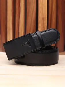 WINSOME DEAL Men Textured Slider Buckle Closure Formal Belt